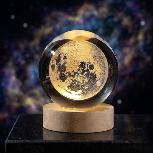 3D Crystal Galaxy Ball Lamp – Wooden Base Night Light