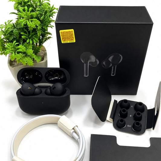 Black Pro 2 earbuds, complete with a box pack and full accessories| Airpods