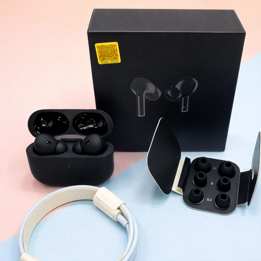 Black Pro 2 earbuds, complete with a box pack and full accessories| Airpods