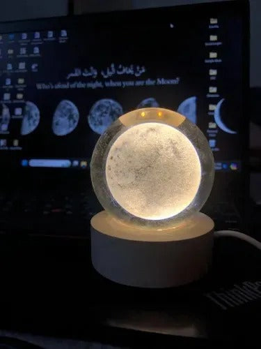 3D Crystal Galaxy Ball Lamp – Wooden Base Night Light
